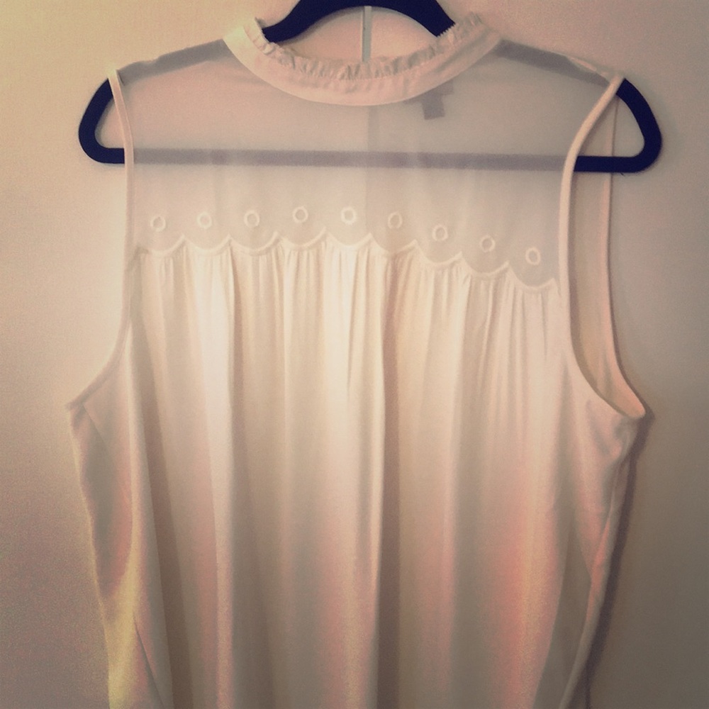 Chic Mesh Detailed High Neck Ivory Blouse